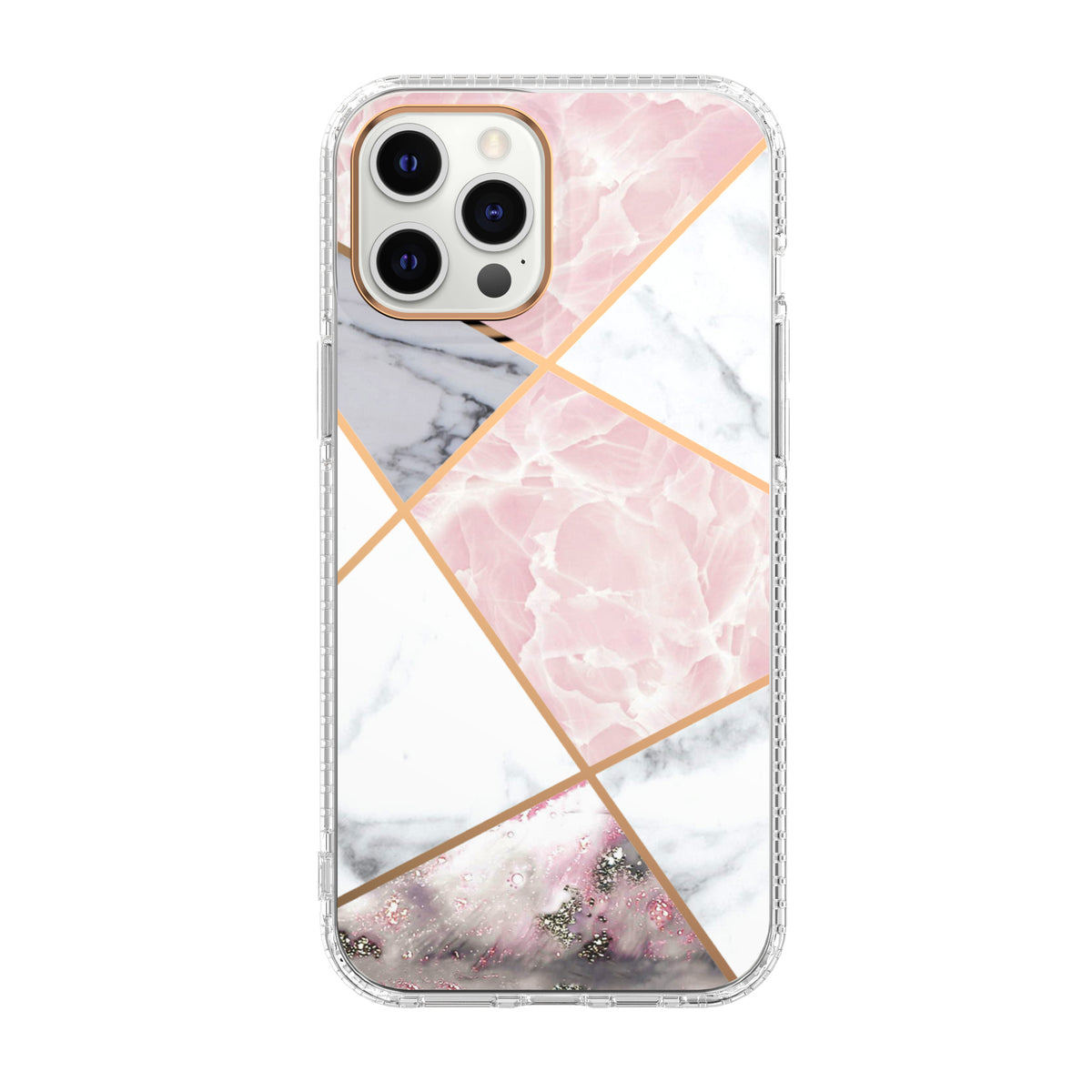 Mosaic Marble Pattern Floral Transparent Phone Case